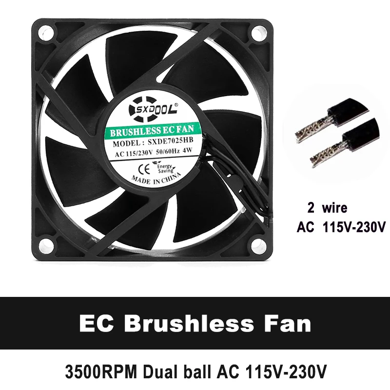 Brand New 70mm AC EC Brushless Fan AC 110V 115V 120V 220V 240V Axial Fan Duall Ball Bearing Strong air Flow 3500RPM 27.6CFM 4W