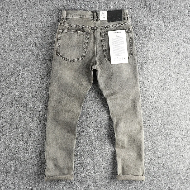 Vintage Wash Vintage Grey Heavy Ripped Craft Jeans Herren Loose Straight Leg Trend All-in-One-Hose