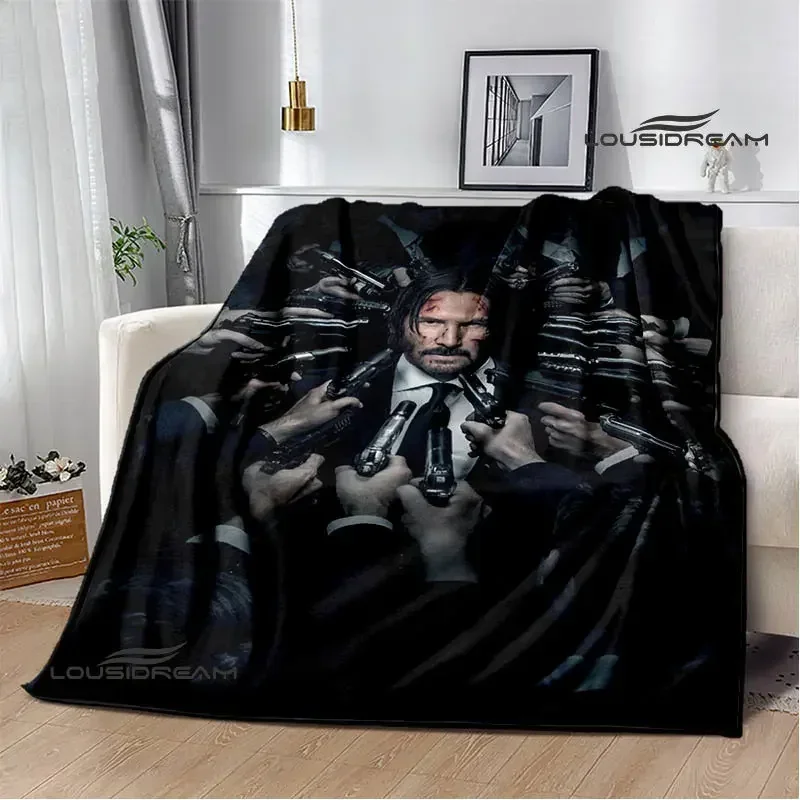 Movie John Wick printed Blankets Picnic blanket Warm blanket Soft and comfortable Home travel blankets bed linings birthday gift