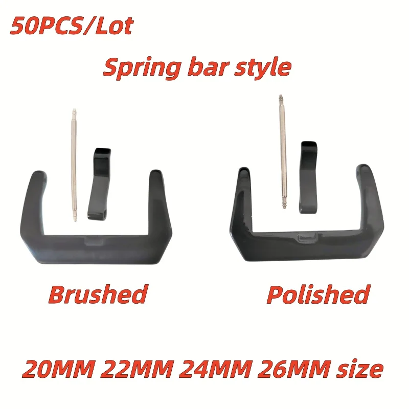 

Wholesale 50PCS/Lot Black Color Spring Bar Style 20M 22MM 24M 26MM Stainless Steel Watch Buckles For Watch Bands Watch Straps