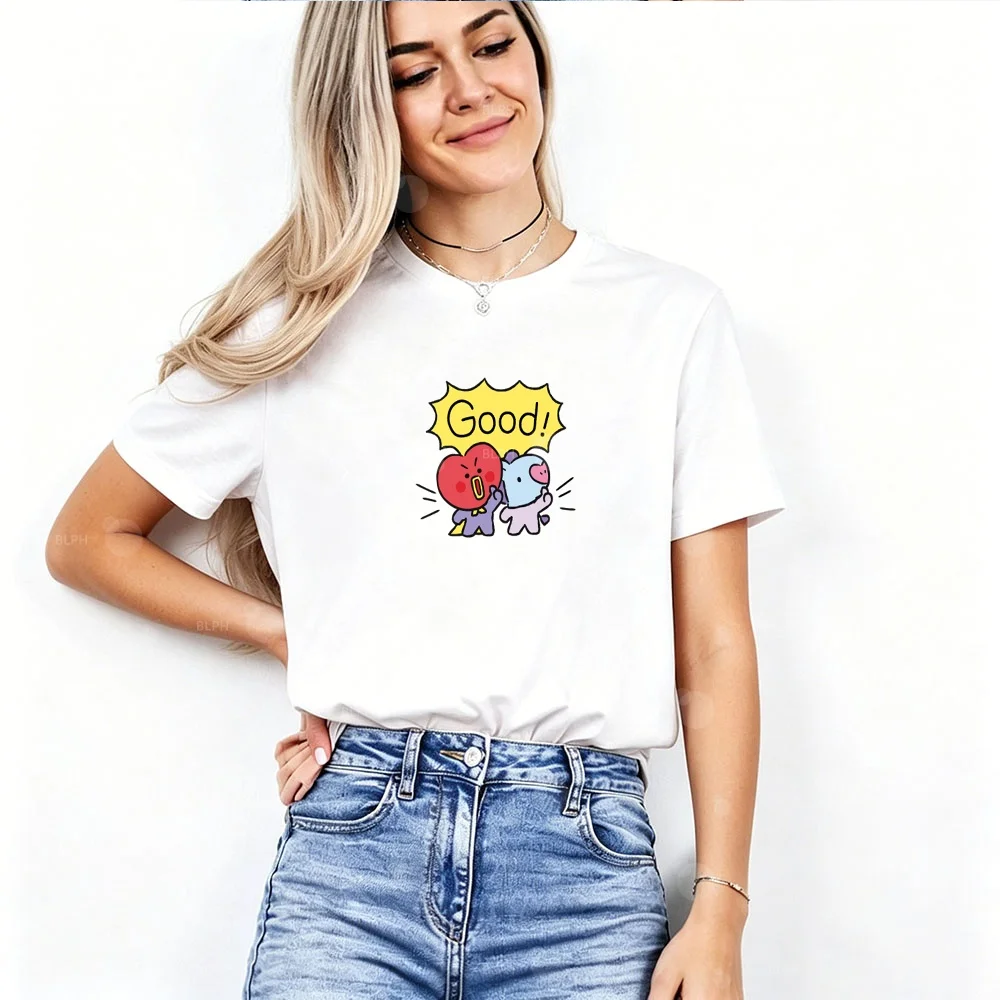 

BT21 BTS Family Matching T shirts Cute Cartoon Character Parent Child Outfits Casual Cotton Tees for Mom Dad and Kids