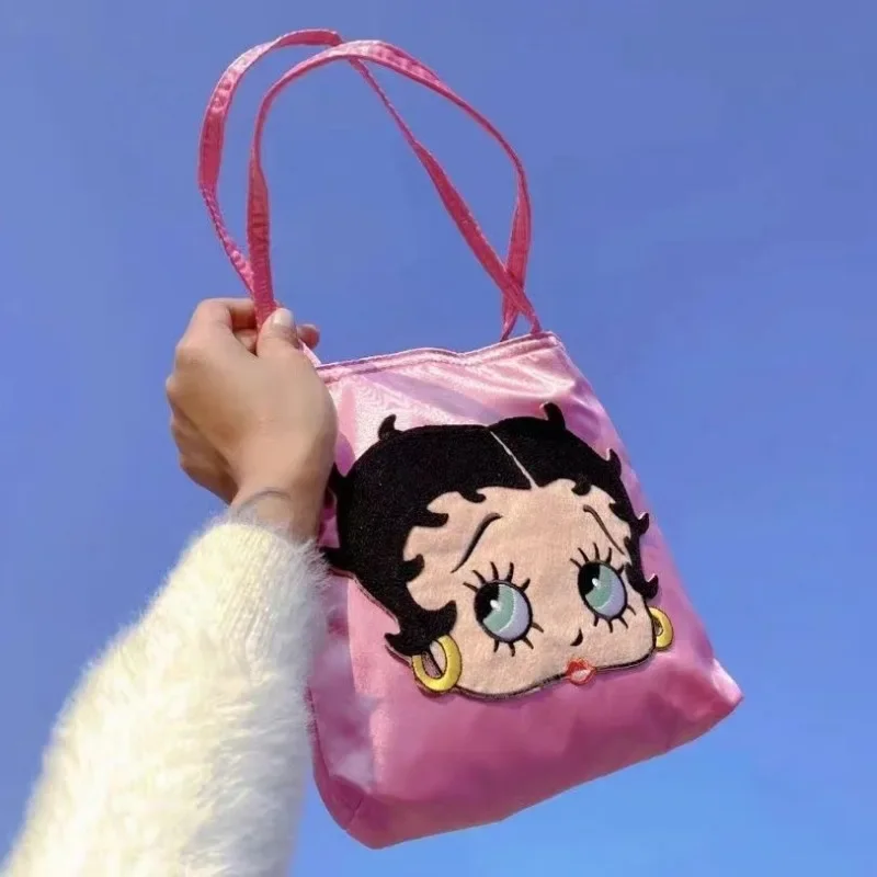 Cartoon Trendy Betty Boop Women's Bag Embroidered Hand Shoulder Bag Cute Fashion Y2K Hot Girl Armpit Bag Girls Holiday Gift