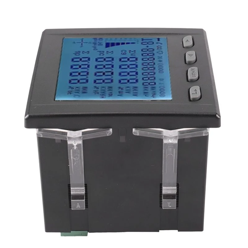 BMBY-Multifunction 3 Phase Power Meter Short Case Ampere Voltage Kwh Watt Var Power Factor Frequency LCD Display