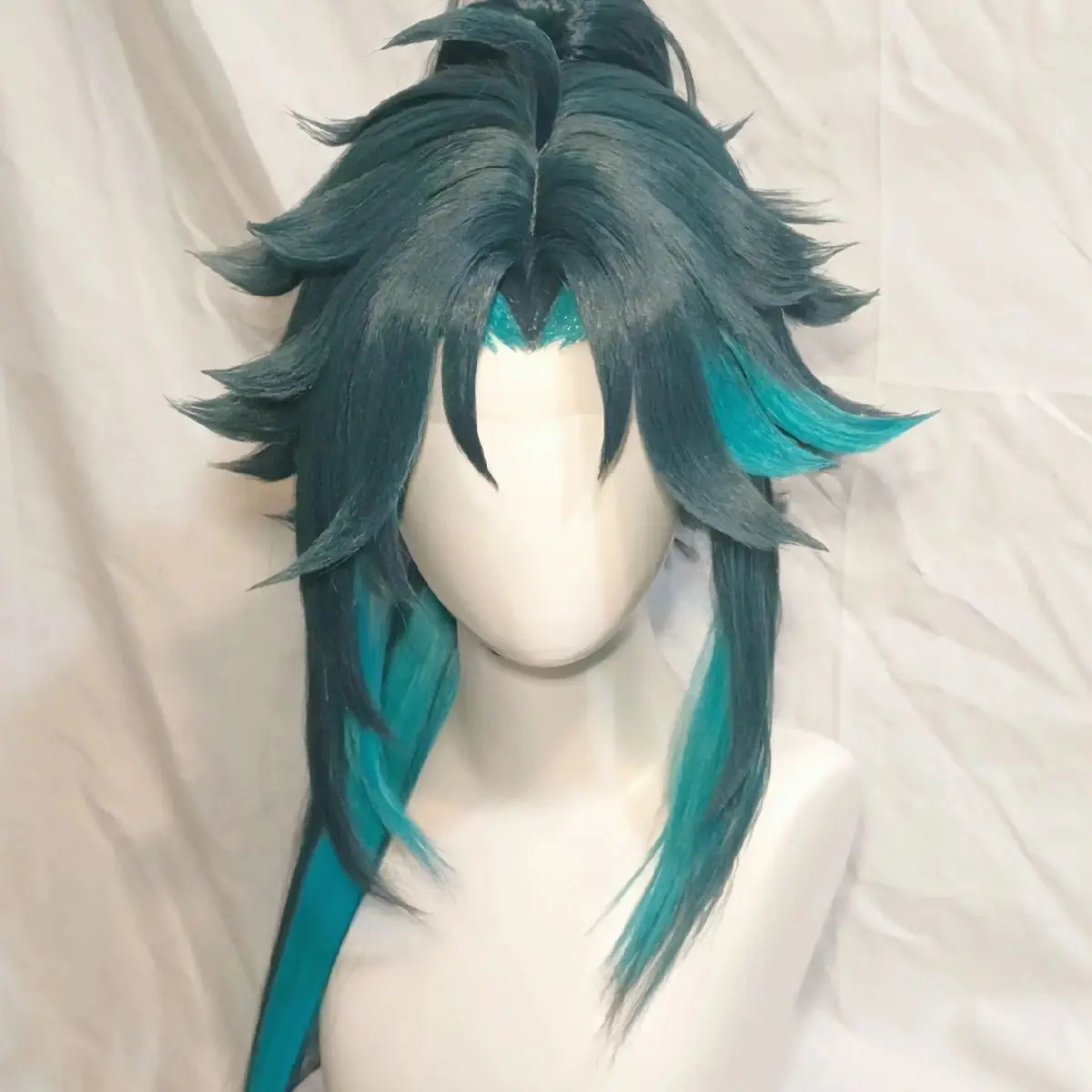 Original Mandrill Cosplay Wig Shen Liyue Immortal Protector Yaksha Special Mixed Color Anti-Frizz Easy Styling Anime Style