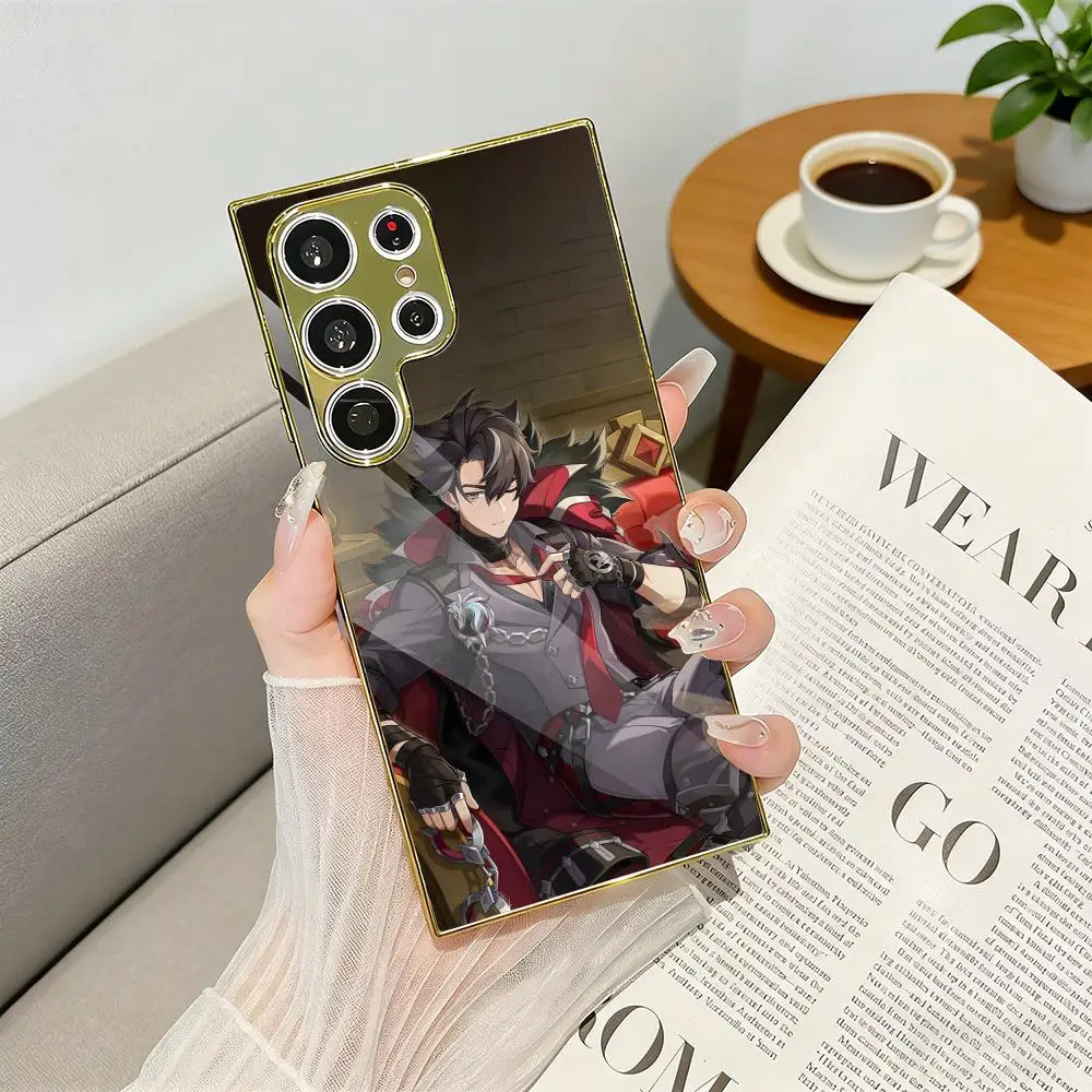 Wriothesley G-Genshin Impact Phone Case Luxury Electroplated Metal Frame Case For Samsung Galaxy S25 S24 S23 Ultra