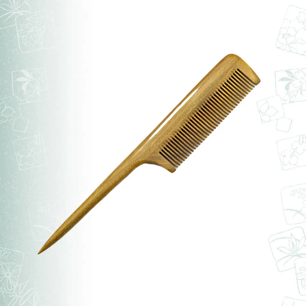 

Green Sandalwood Natural Wooden Hair Long Handle Fine Tooth Detangling For Scalp Care Sandalwood Wooden Hair