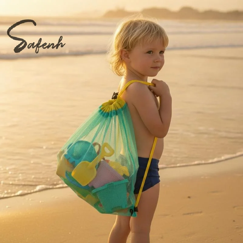 1Pc Large Capacity Mesh Beach Toy Storage Bag Portable Breathable Foldable Bag For Travel Outdoor Swimming Bag Organizer