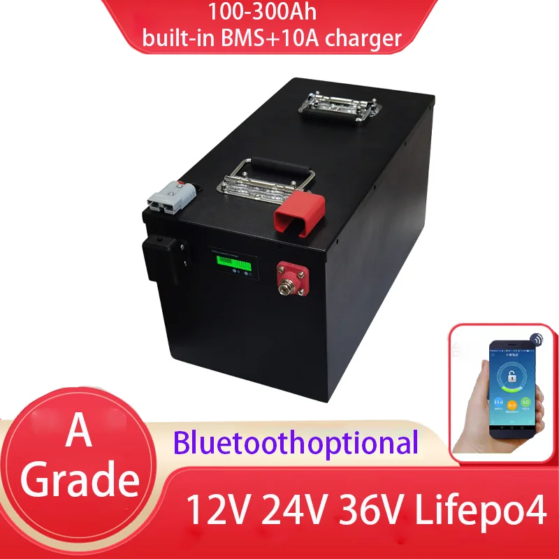 

LiFepo4 24V 100Ah 200Ah 12V 250Ah 280Ah 300Ah 36V 260Ah 280Ah 300Ah Lithium Battery for Trolling Motor Solar System RV Boat