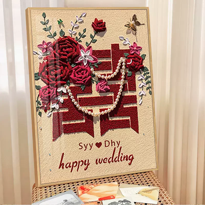 

Современная простая алмазная вышивка: свадебная декоративная картина с рамкой, ручная работа, наклейки-стикеры, для гостиной