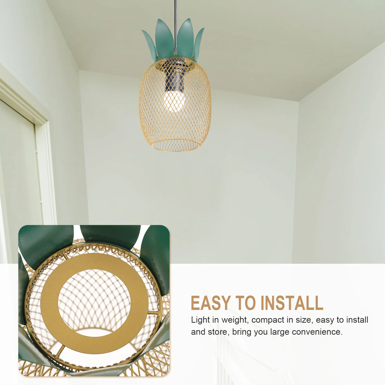 

Pineapple Shaped Metal Lampshade Hanging Light Cover For Ceiling Wall Floor Lamp Decorative Mesh Shade Hollow-Out Design
