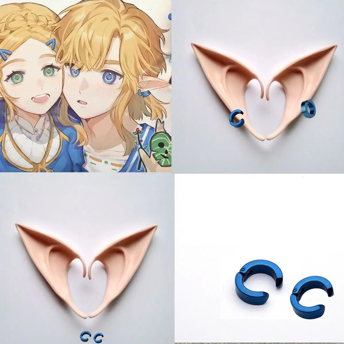 Anime Game Coser Link Cosplay Elf ears with blue Earrings role play ear costumes
