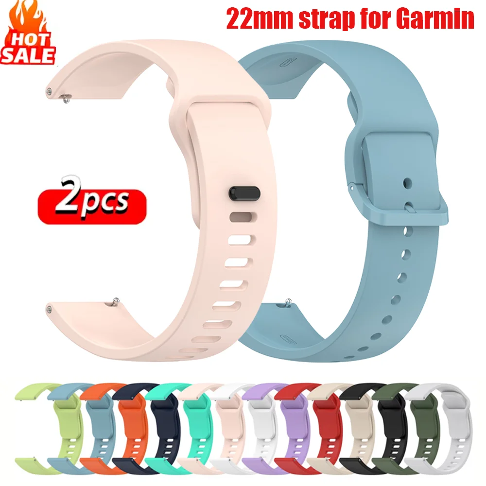 Pulseira de silicone para garmin forerunner 265 255 970, acessório para smartwatch, pulseira esportiva venu 3 4 45mm vivoactive 4, 2 peças