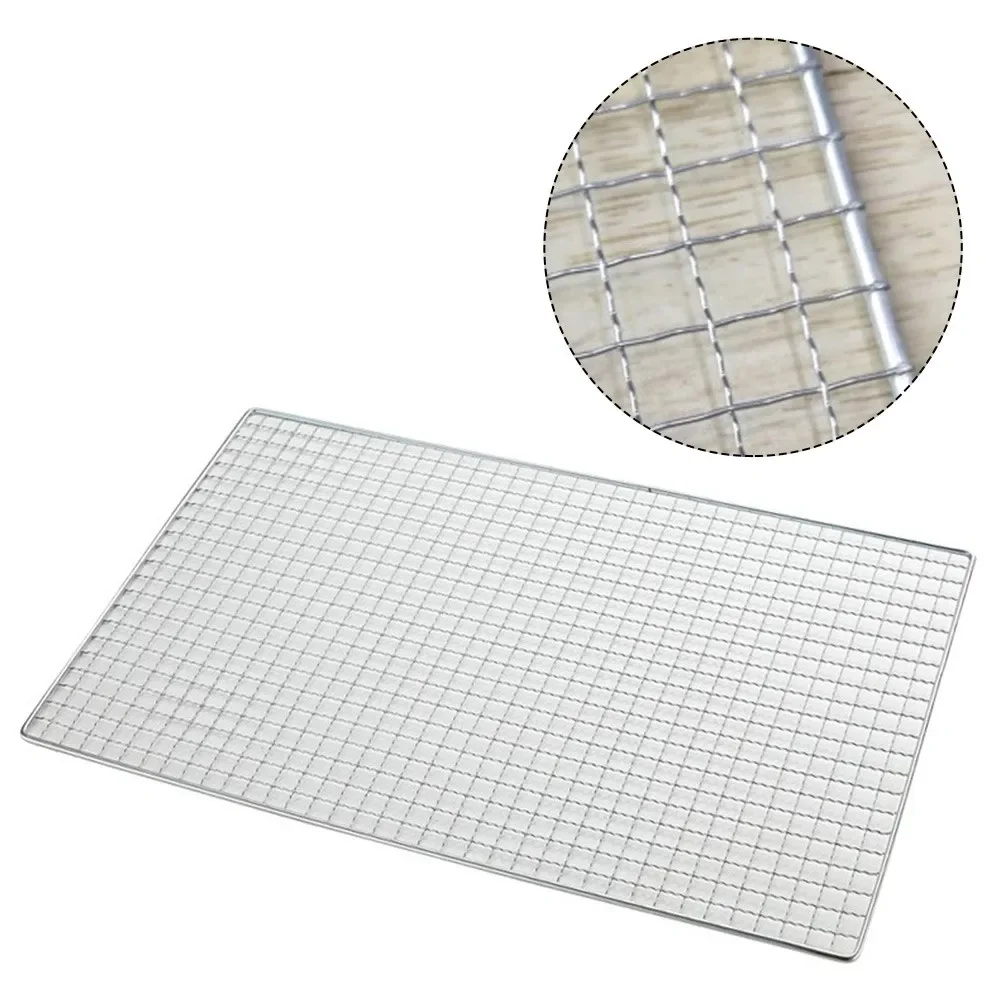 Square BBQ Grill 304 Stainless Steel Mesh BBQ Grills Grate Grid Wire Rack Carbon Cooking Baking Net Korean Barbecue Kitchen Tool