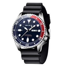 Men's quartz wristwatch with dual calendar, rotating bezel, silicone strap, alloy case, waterproof, versatile quartz watch