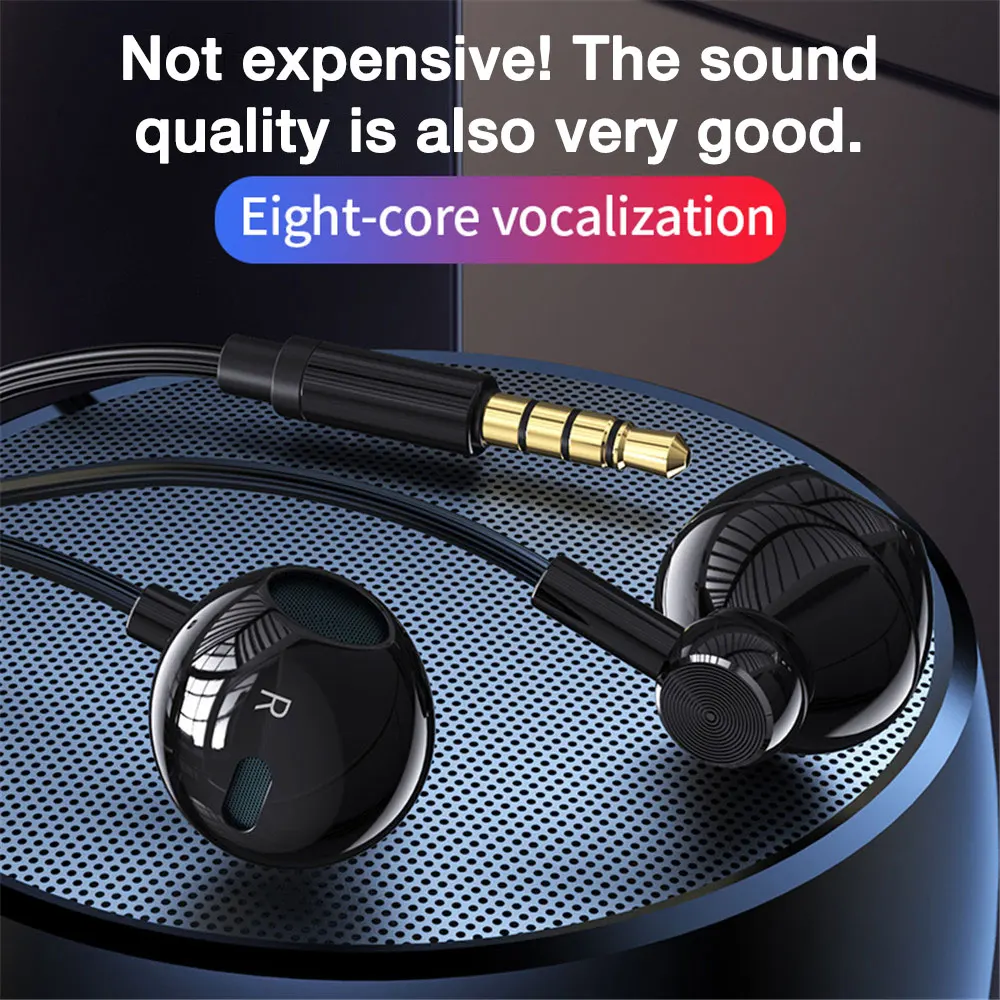 EARDECO 3.5mm Wired Earphone HiFi Bass Stereo Music Wired Headphones Noise Canceling HD Mic Sport Headphone Headset for Phone