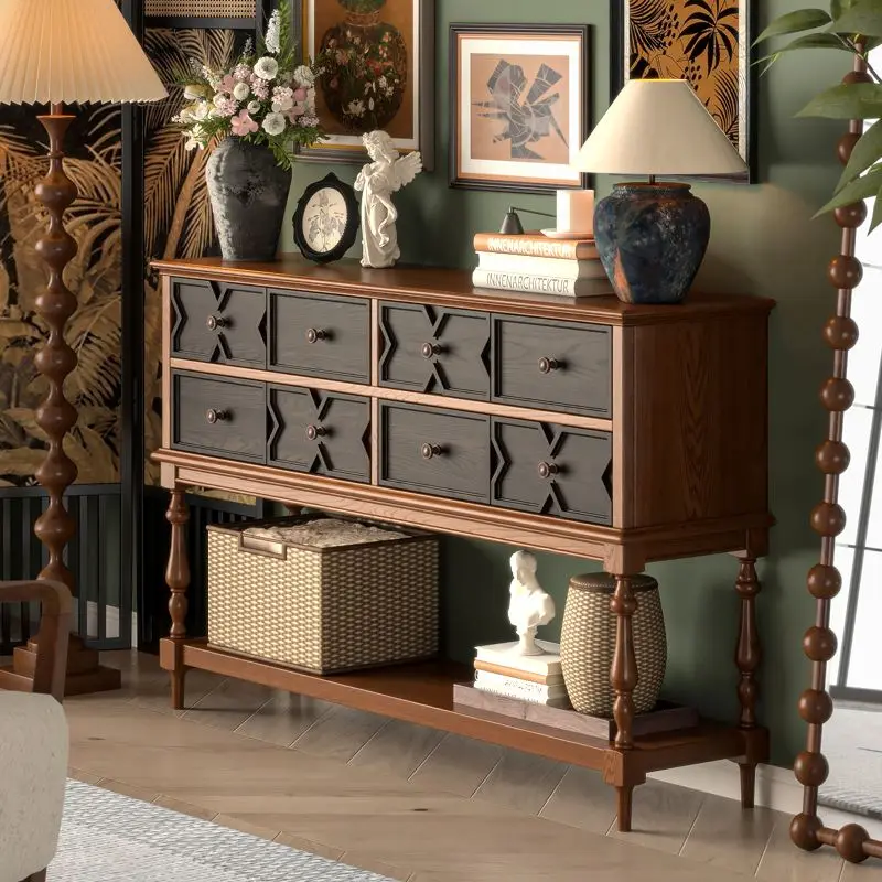 wood porch cabinet retro French living room aisle antique chest cabinet partition cabinet foyer wall storage table