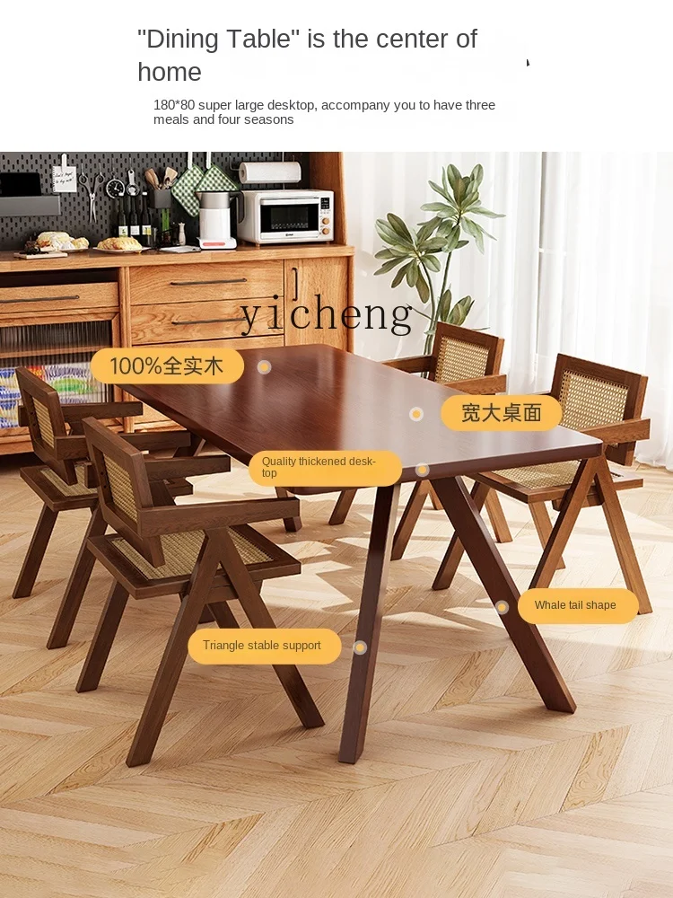 Xl Solid Wood Japanese Whale Dining Table Living Room Home Dining Tables and Chairs Set