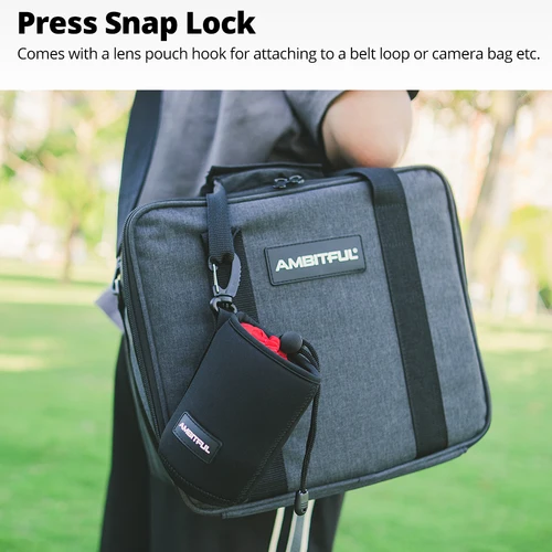 Imagen 2 del producto NUEVO AMBITFUL Bolsa para lentes de cámara Bolsa con cordón con tamaño S M L XL para Canon Sony Nikon DSLR Estuche para lentes de cámara con gancho