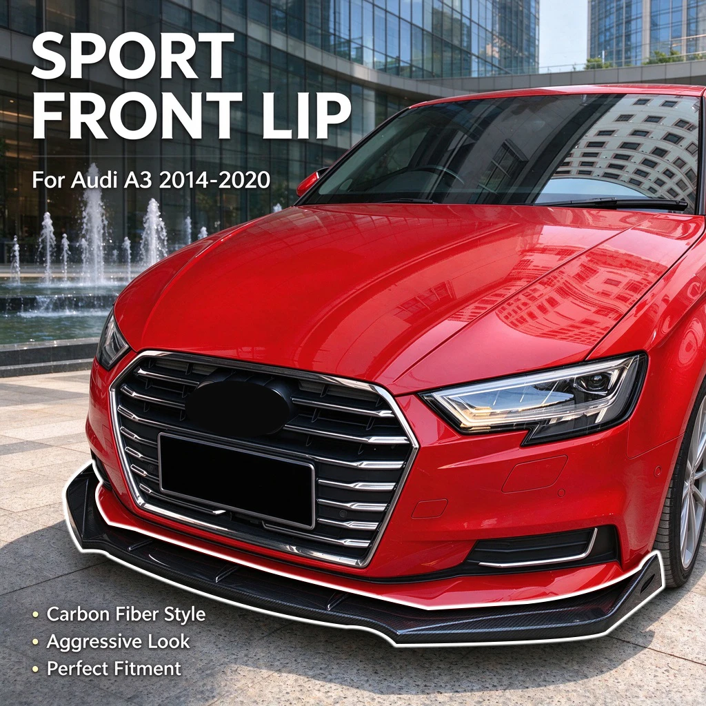 For AUDI A3 8P A4 B8 S3 RS3 RS4 Front Bumper Spoiler Lower Lip Blade Splitter Protector Plate Body External Refit Kit