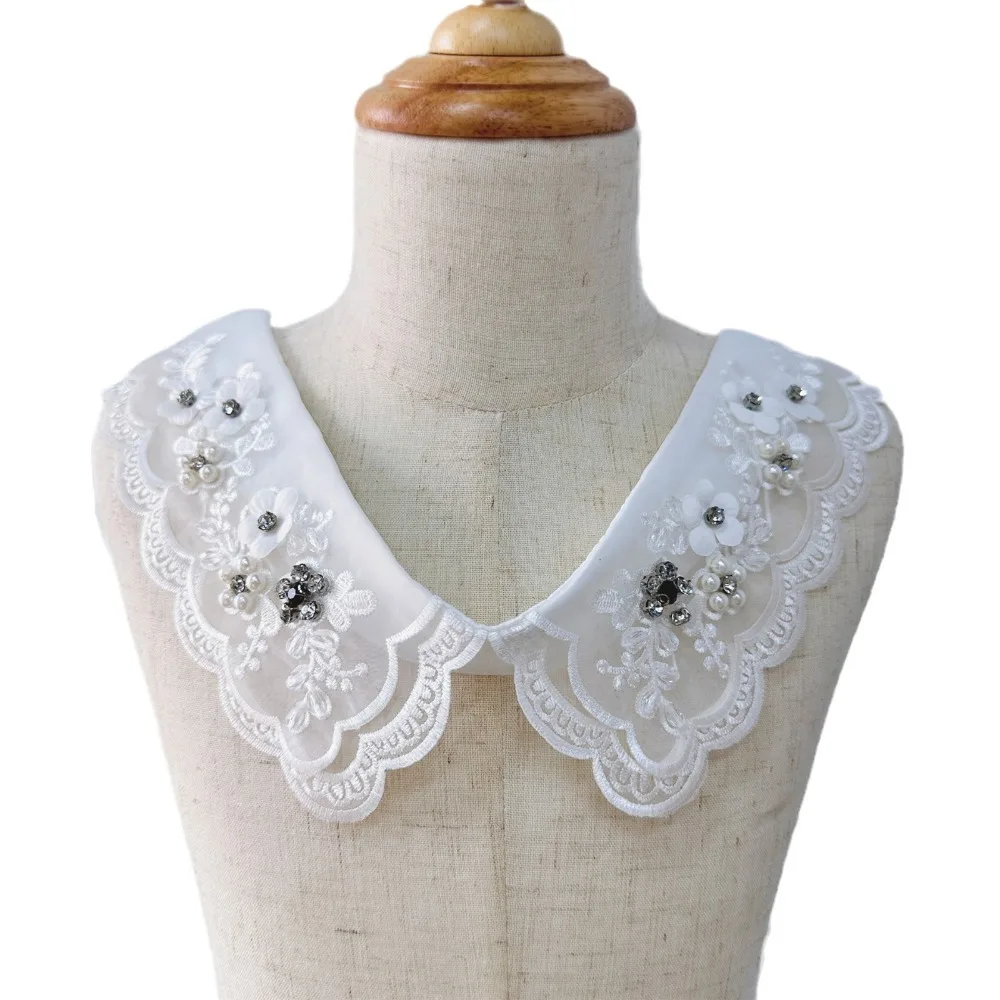 Insignia de cuello nuevo para mujer, cuello de encaje, accesorio de cuello de camisa, chal con cordones, vestido versátil con cuello de muñeca, decoración de blusa