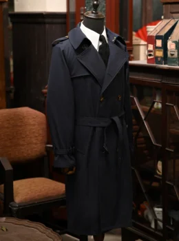 Men's Extra Long Trench Coat 6 Men's Extra Long Trench Coat Double-breasted Military Style Windbreaker 6