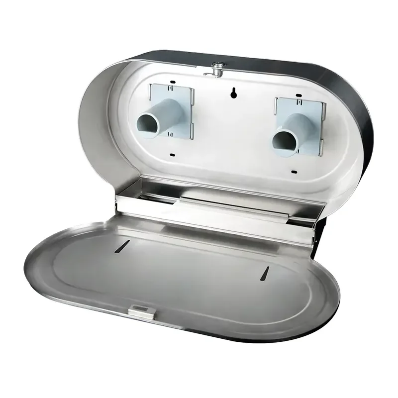Stainless Steel Double Toilet Paper Holder Wall Mounted Waterproof Bathroom Tissue Roll Dispenser with Cover for Office Home