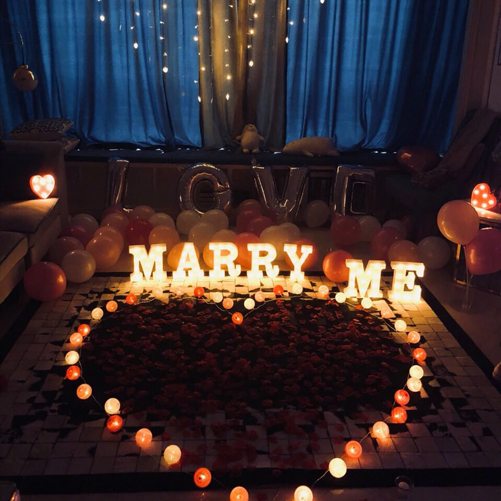 Led 3d English Letter Light Marry Me Marriage Proposal Night Lamp For Wedding Party Outdoor Indoor Decoration Novelty Lighting