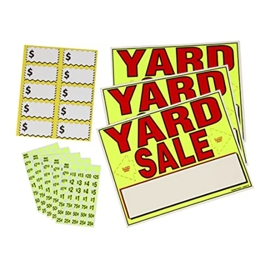 

4150 Yard Neon Yellow 10 Large Label 4150 Kit Includes (3) All-Weather Yard Sale Signs, (200) Pre-Priced Stickers, 11x14 inches