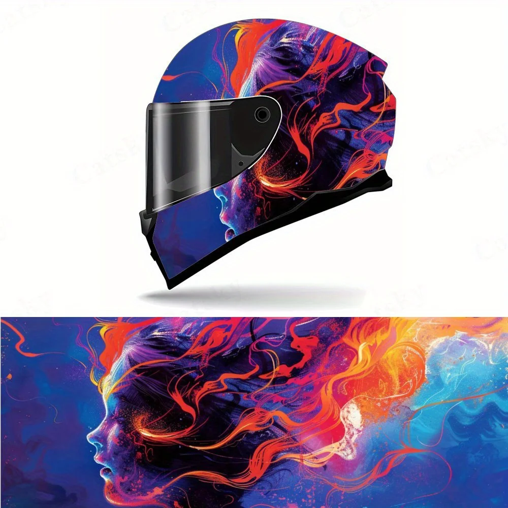 

Exquisite psychedelic girl motorcycle vinyl wraps helmet decal,self-adhesive waterproof helmet decoration,universal motorcycle h