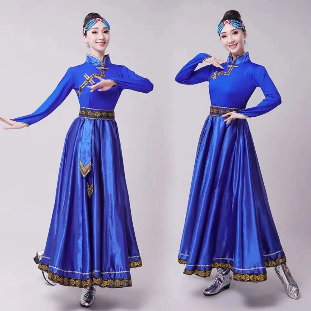 New Ladies Mongolian Top Bowl Dance Performance Costume Female Red Dress Stage Performance Clothing Blue Mongolian Dress