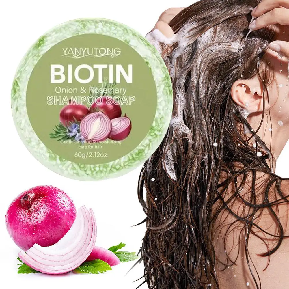 Onion Biotin Shampoo Soap Plant Shampoo Moisturizing Smoothing Refreshing Hair Oil Controlling Dandruff Reducing Scalp Care