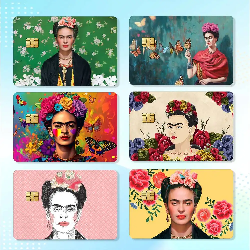 Cartoon F-Frida ART K-kahlo Matte Card Stickers For Credit Cards Debit Cards And Transit Cards 4Pcs