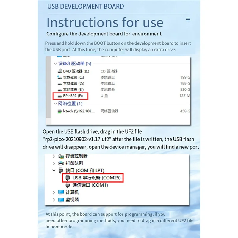 Durevole-Per Scheda di sviluppo microcontrollore Flash Raspberry Pi RP2040 USB Tipo-A Versione Modulo scheda di sviluppo da 4 MB Durevole,