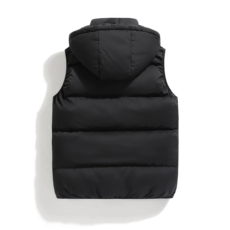 Men Autumn Thicken Cotton Sleeveless Vests Jacket Coat Mens Winter Warm Detachable Hat Outwear Waistcoat Hooded Vest Jacket Male