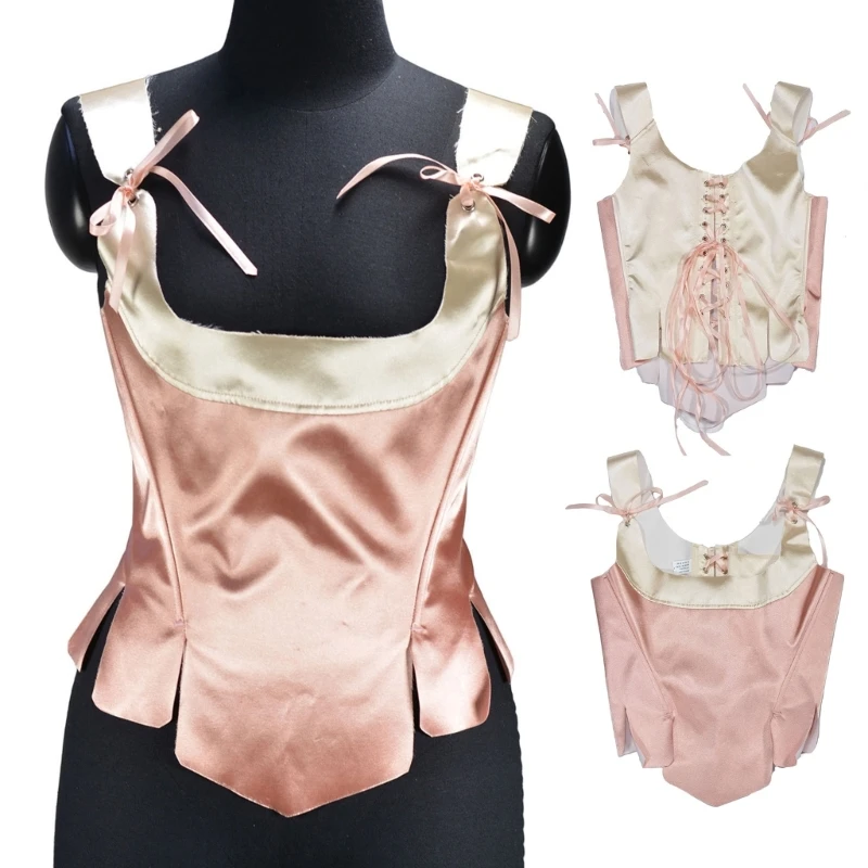 Women Back Tied Corset Slimming Shaping Girdle Decorative Costume Corset Top DXAA