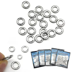 50pcs Heavy Duty Fishing Solid Ring Seamless Split Ring Swivel Knot Lure Tools Stainless Steel Fishing Accessories