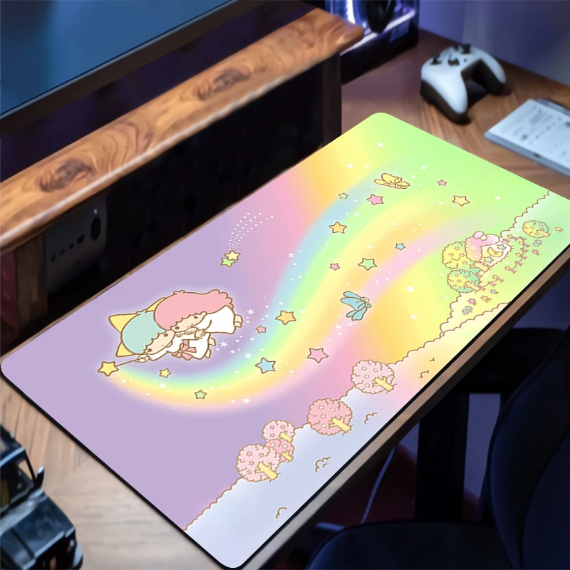Kawaii ماوس الوسادة ليتل التوأم ستار أنيمي لطيف فتاة Gabinete ألعاب الكمبيوتر حصيرة مكتبية لوحة المفاتيح الكمبيوتر عدم الانزلاق الملحقات لوحة الماوس