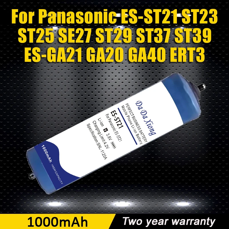 

Литий-ионный аккумулятор 3,6 В, 1000 мАч для бритвы Panasonic ES-ST21 ST23 ST25 SE27 ST29 ST37 ST39 ES-GA21 GA20 GA40 ERT3 ES-LV65 LV94 LV95