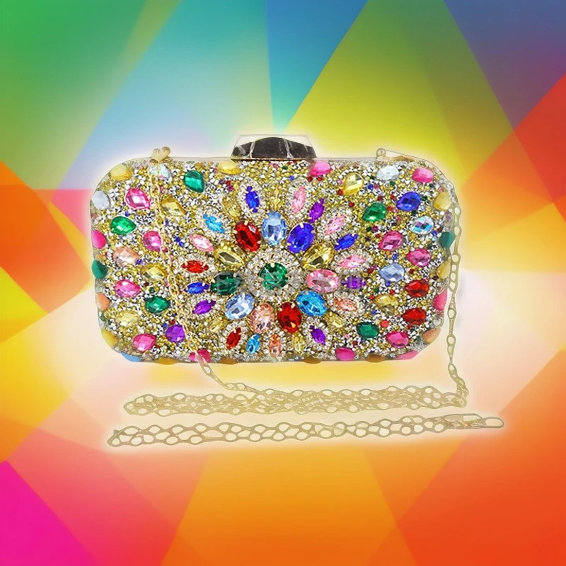 Sunflower Diamond Dinner Bag Rhinestone Tote Dress Party Evening Chain Clutch Luxury Shiny Women's Bag Bolsos De Mujer Tendencia