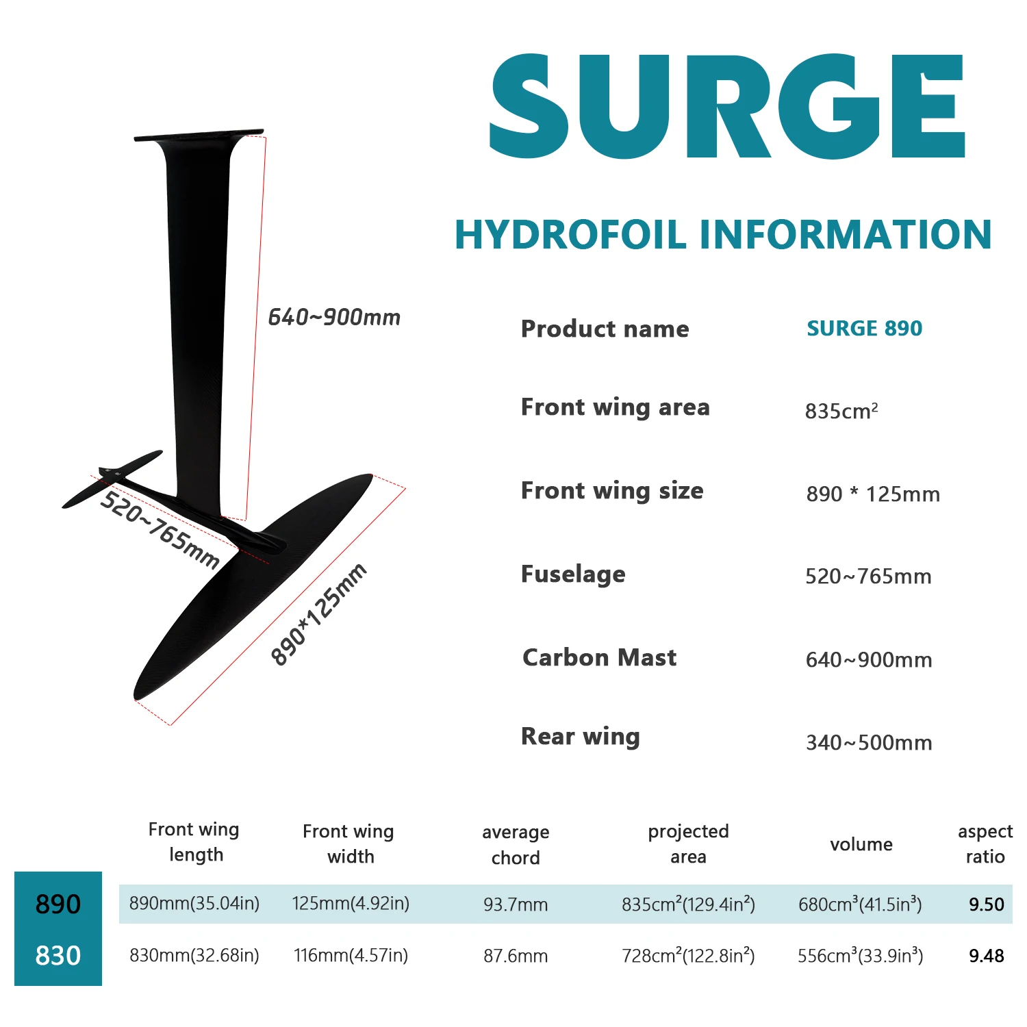 

hit productAXIS SURGE 890 Hydrofoil Carbon AXIS Surge Foils Wing Foil Board Surfing Wingfoil Surge Hydrofoil Foil Pumping Boards