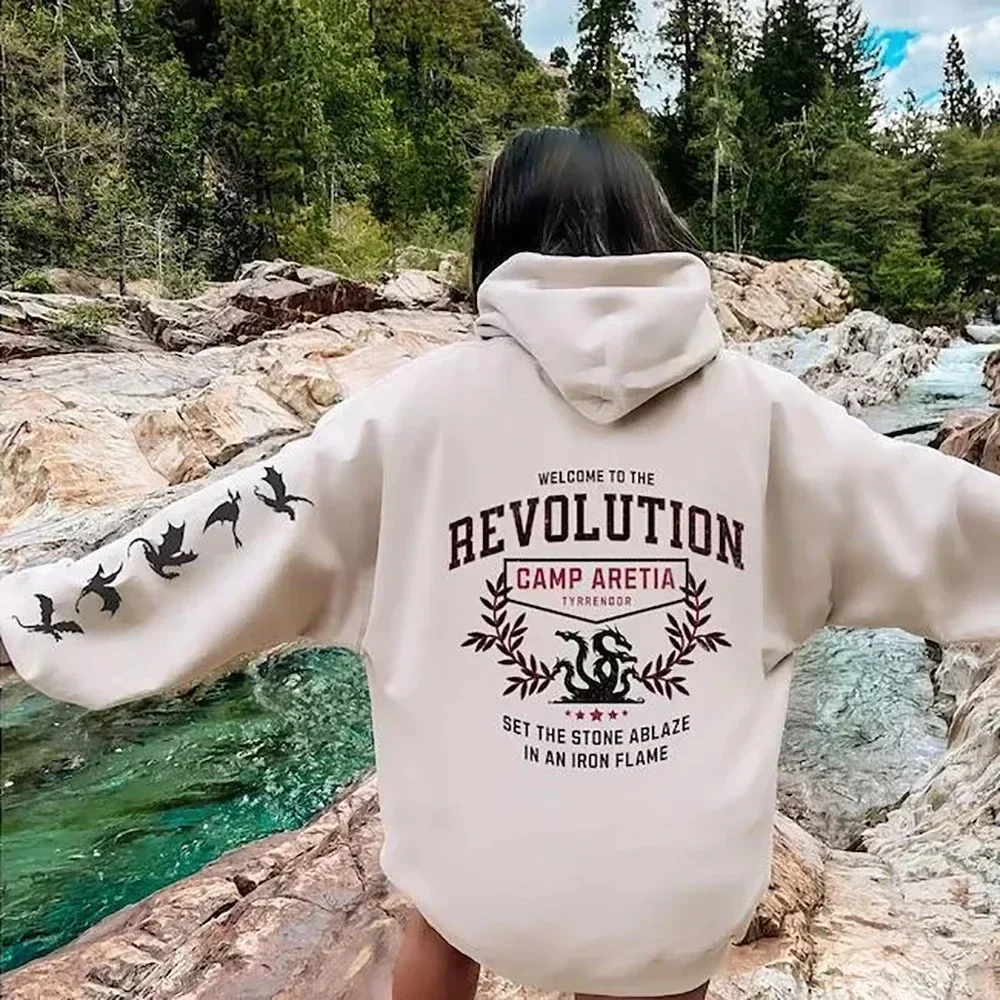 Fourth Wing Sweatshirt Dragon Rider Basgiath WarCollege Hoodies Iron Flame Revolution Hoodie with Sleeve Dragons Fans Merch Tops