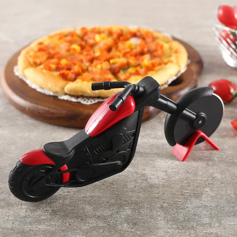 Creative Plastic Motorcycle Pizza Cutting Machine, Stainless Steel Wheel Drum, Pancake Cake Slicer, Kitchen Utensils