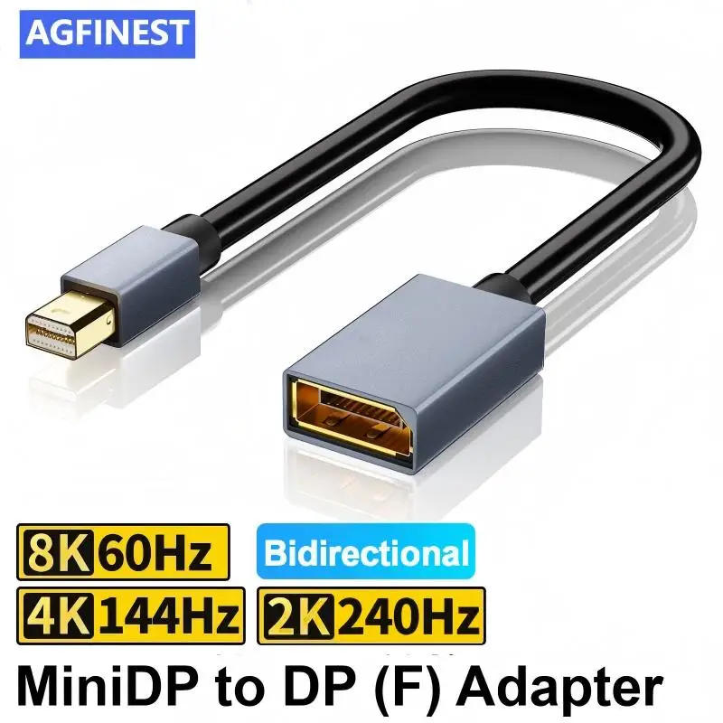 4K Mini DisplayPort to DP Adapter Mini DP Port Cable Converter for PC Laptop Projector Mini DP to DP 8K60Hz Bidirectional Cable