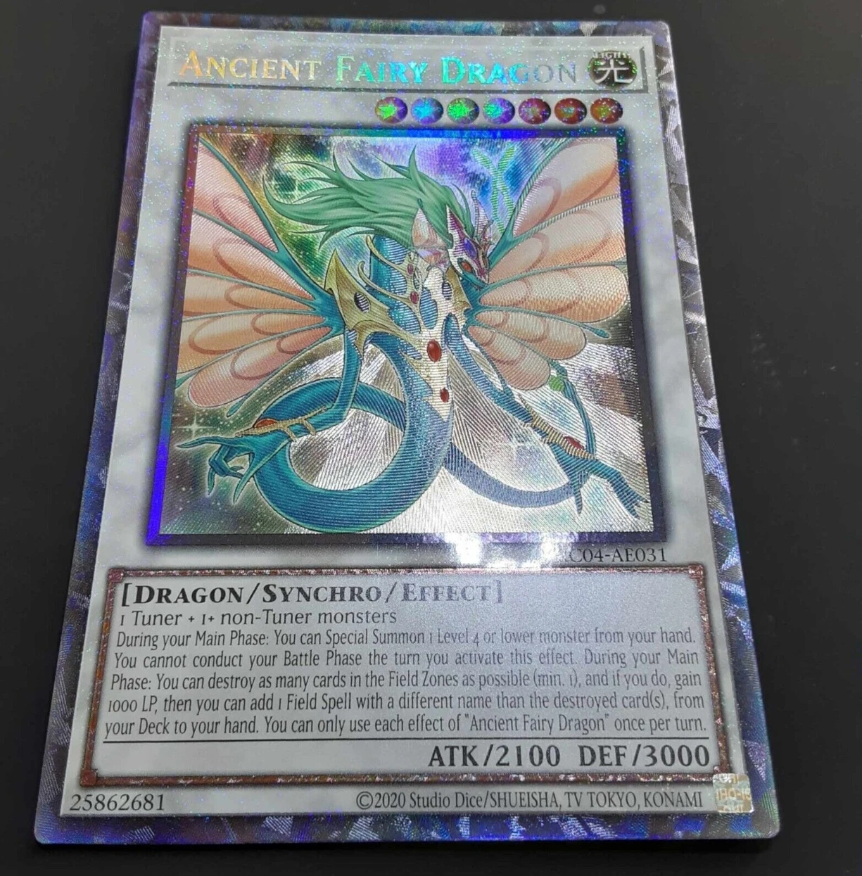 Yugioh KONAMI Duel Monsters RC04-AE031 Ancient Fairy Dragon Collector Rare Asian English Collection Mint Card