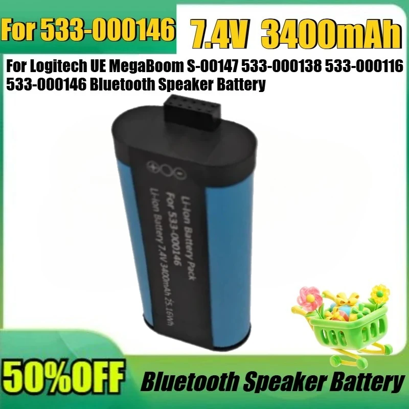 

New 533-000146 7.4V 3400mAh For Logitech UE MegaBoom S-00147 533-000138 533-000116 533-000146 Bluetooth Speaker Battery