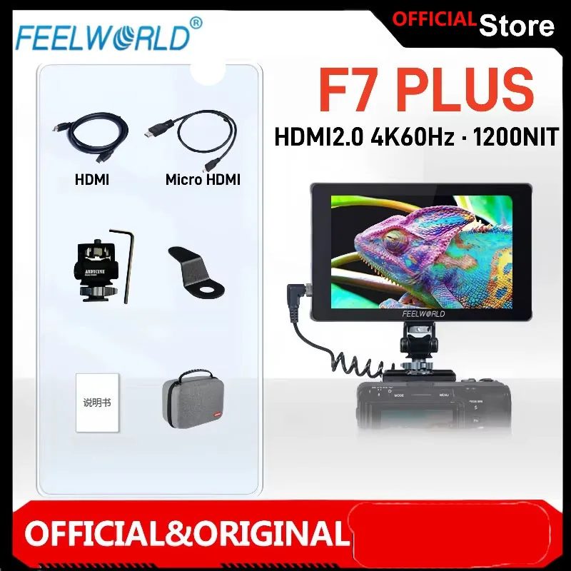 FEELWORLD F7 PLUS 7-Inch DSLR Camera Field Monitor Touch Screen 4K HDMI High Brightness 1200nit