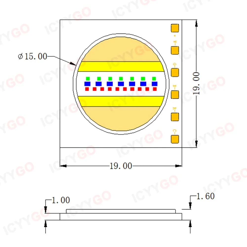 25W COB1916 Lamp Bead RGBCW Five-In-one Outdoor Lighting Source Integrated Light Source High Brightness Outdoor Light Source