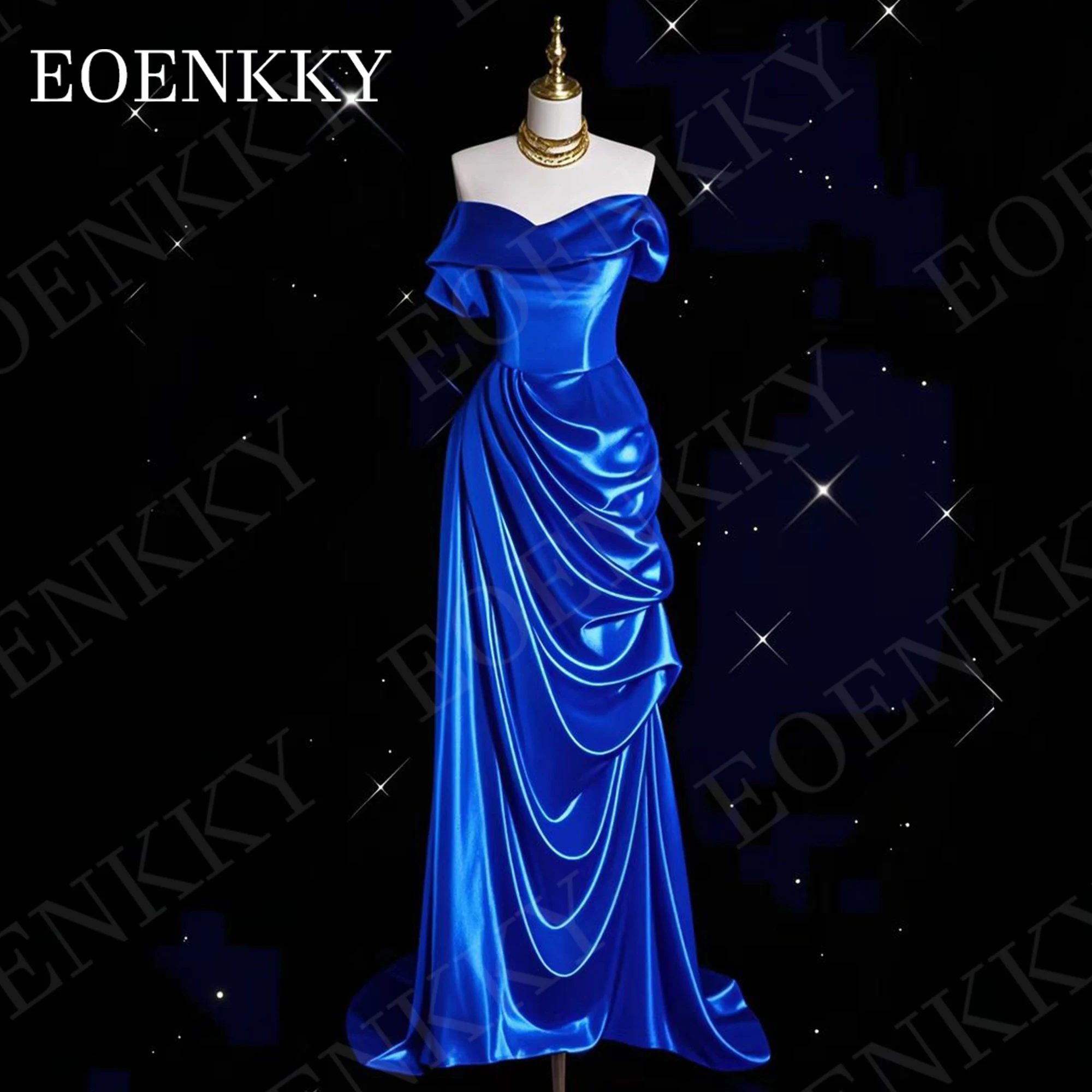 Классическое вечернее платье-Русалка EOENKKY очаровательные вечерние платья с открытыми плечами на заказ Красивое вечернее платье русалки Настройка складчатого атласа