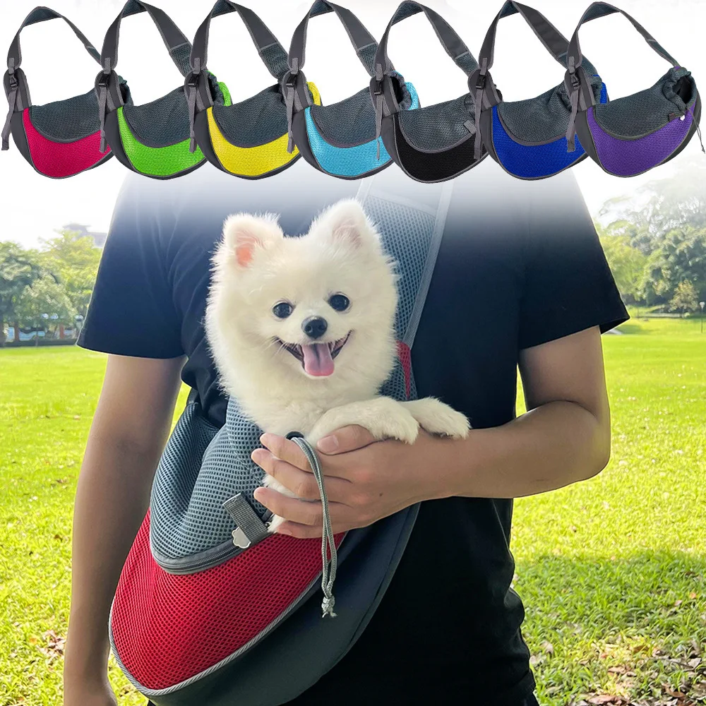 1pcs Pet Cat Dog Carrier Backpack Travel Tote Shoulder Bags Mesh Sling Carry Pack Pet Carrying Supplies Crossbody Shoulder Bag