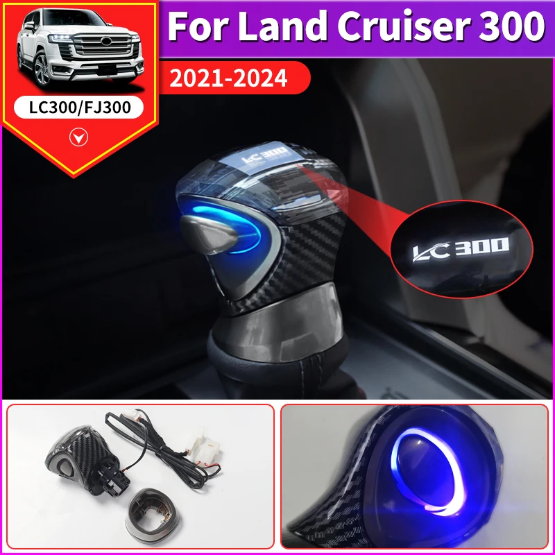 For 2021-2023 2022 Toyota Land Cruiser 300 LED Crystal Handle Gear head LC300 FJ300 Interior Upgraded Accessories